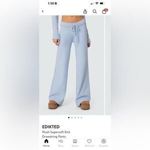Edikted light blue plush pants small